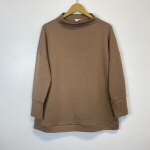 Tribal Jeans Brown Quilted Mock Turtleneck Sweatshirt